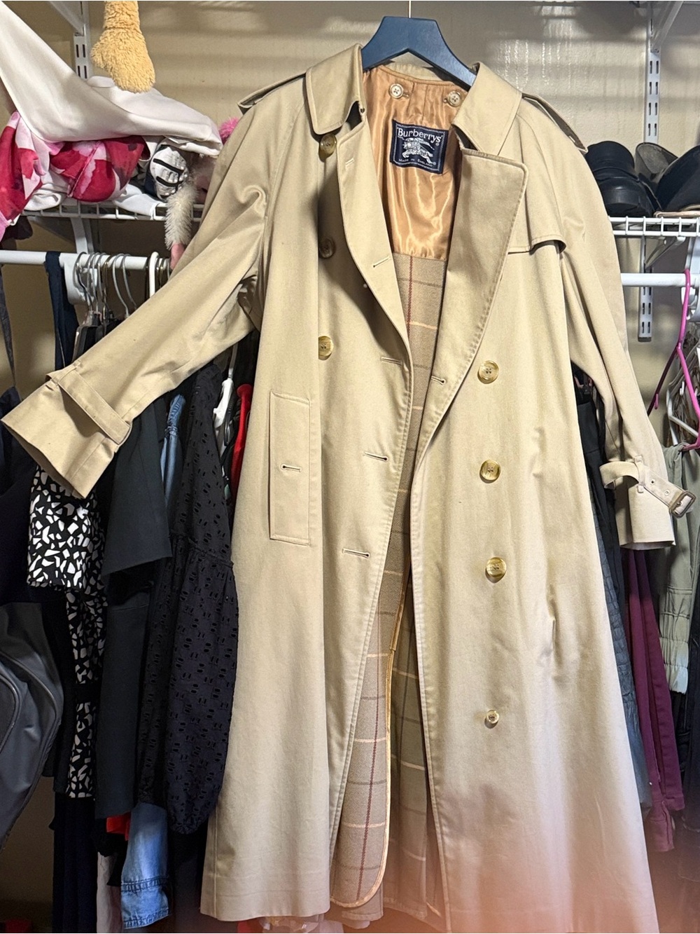Burberry Tan Beige Double-Breasted Trench Coat
